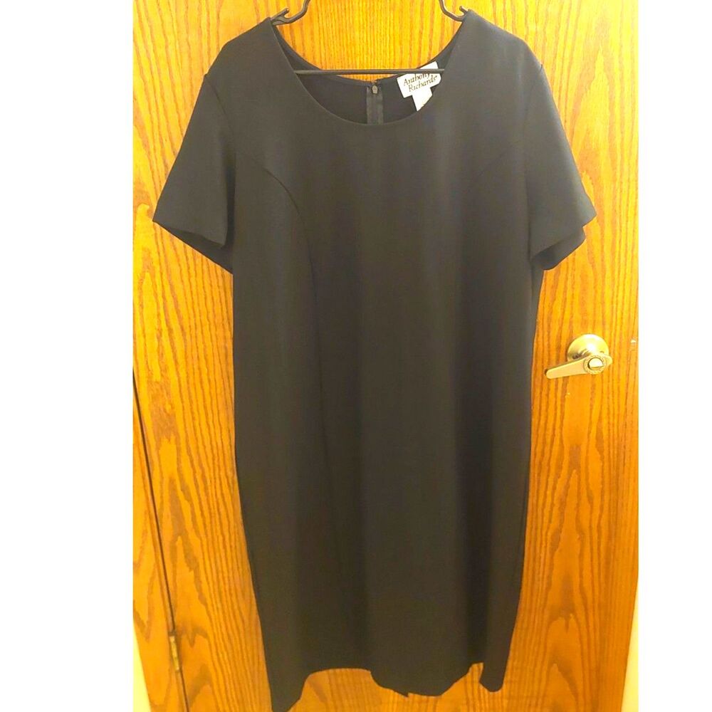 Anthony Richards 18W Black Sheath Dress Short Sleeve Career Work Midi